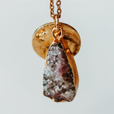 Gold Plate Rhodonite Teardrop Necklace