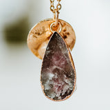 Gold Plate Rhodonite Teardrop Necklace