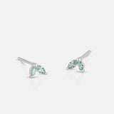Aquamarine Leaf Studs in Sterling Silver