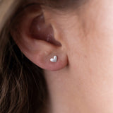 Tiny Heart Studs in Sterling Silver