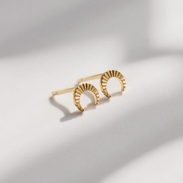 Gold Crescent Studs