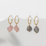 Gold Labradorite Drop Studs