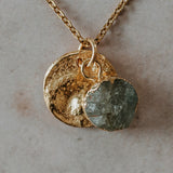 Gold Plate Aquamarine Necklace