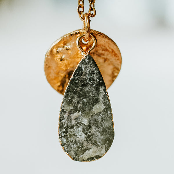 Gold Plate Vasonite Teardrop Necklace