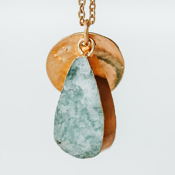 Gold Plate Amazonite Teardrop Necklace