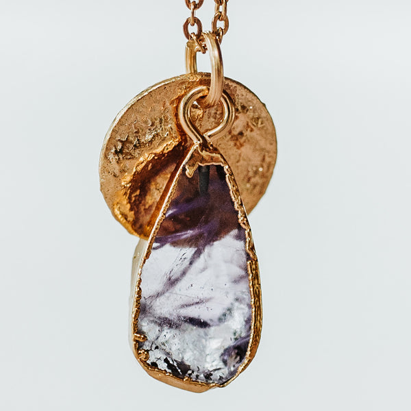 Gold Plate Amethyst Teardrop Necklace