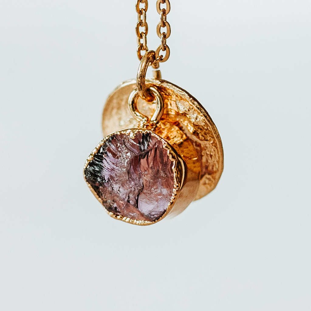 Gold Plate Amethyst Necklace