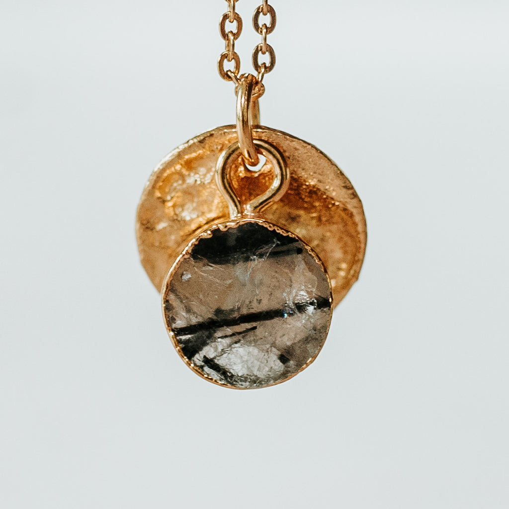 Gold Plate Rutilated Quartz Necklace