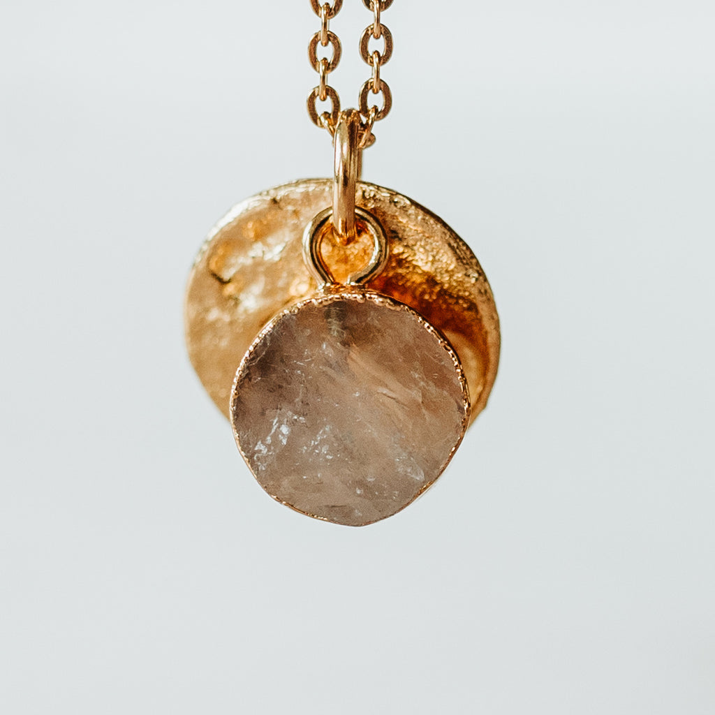 Gold Plate Rose Quartz Necklace