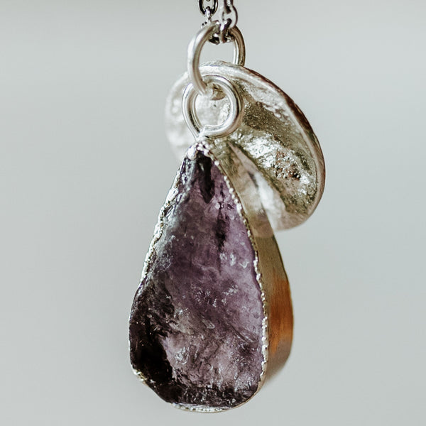 Silver Amethyst Teardrop Necklace