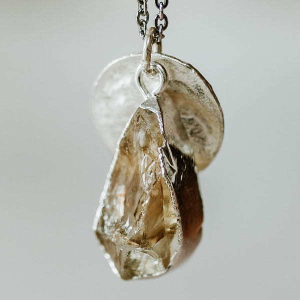 Silver Citrine Teardrop Necklace