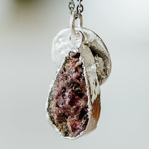 Silver Rhodonite Teardrop Necklace