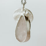 Silver Rose Quartz Teardrop Necklace