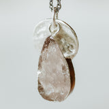 Silver Rose Quartz Teardrop Necklace