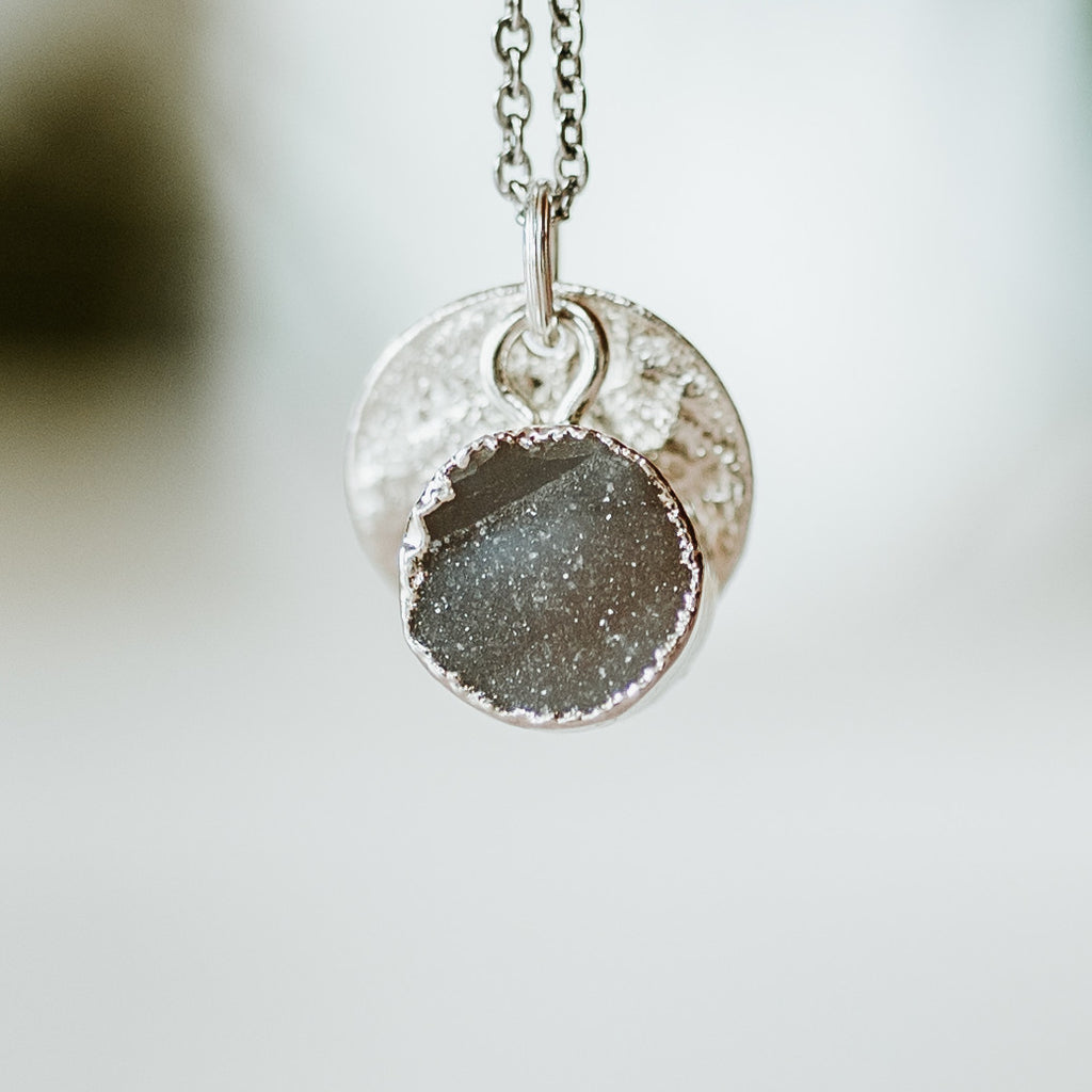 Silver Plate Druzy Necklace