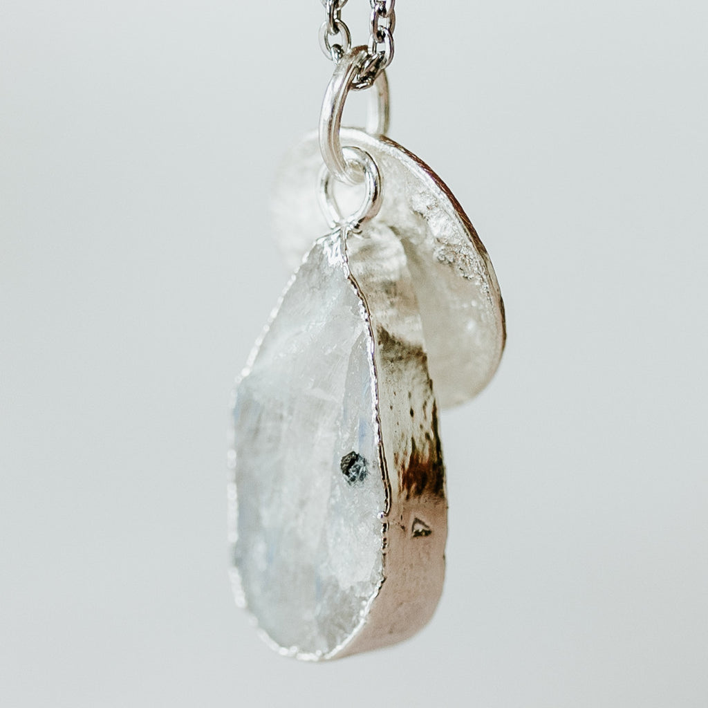 Silver Moonstone Teardrop Necklace