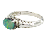 9ct White Gold Opal & Diamond Ring