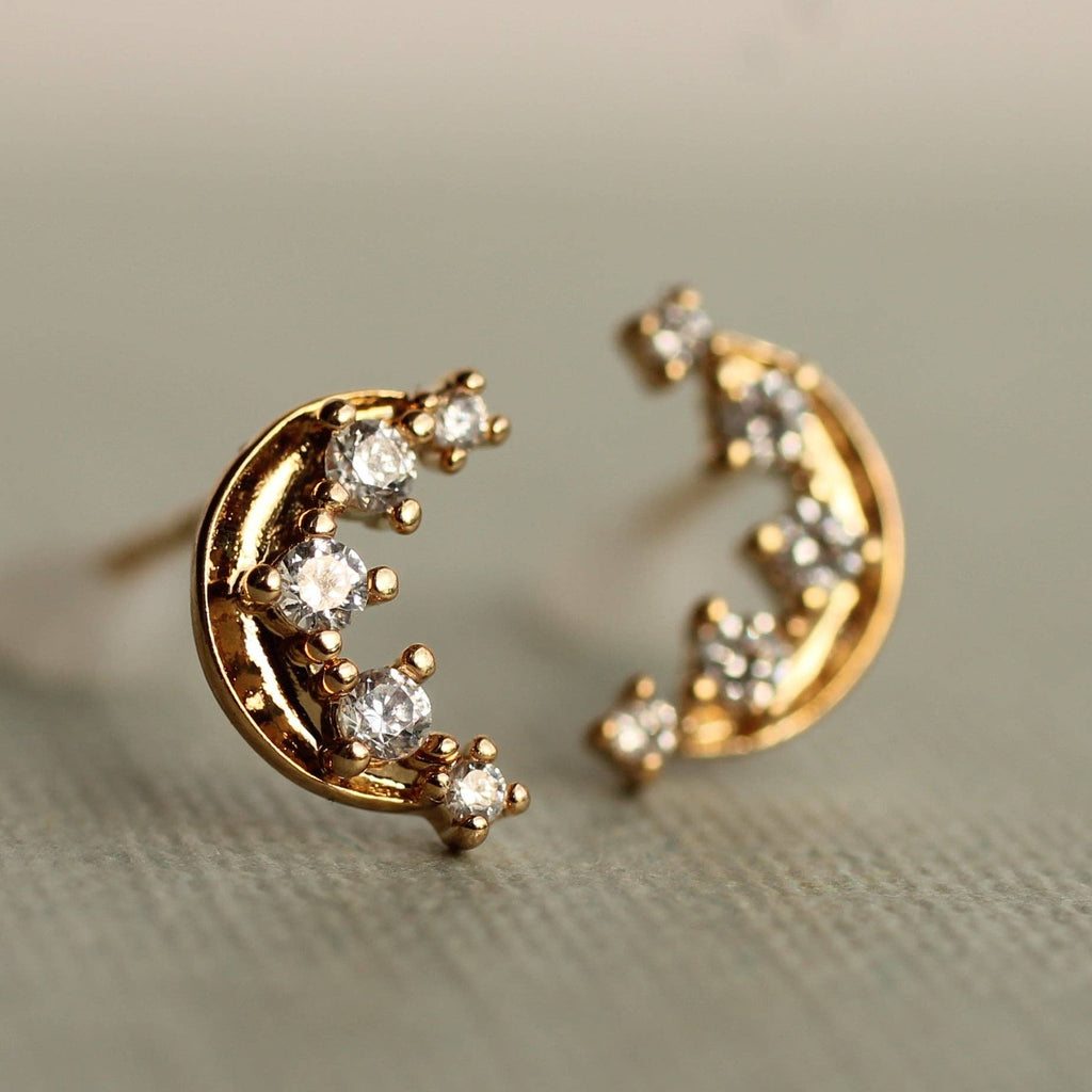 Crescent Moon Stud Earrings