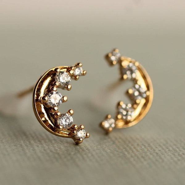 Crescent Moon Stud Earrings