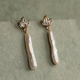 Freshwater Pearl Baton Drop Earrings