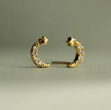Pave Moon Stud Earrings