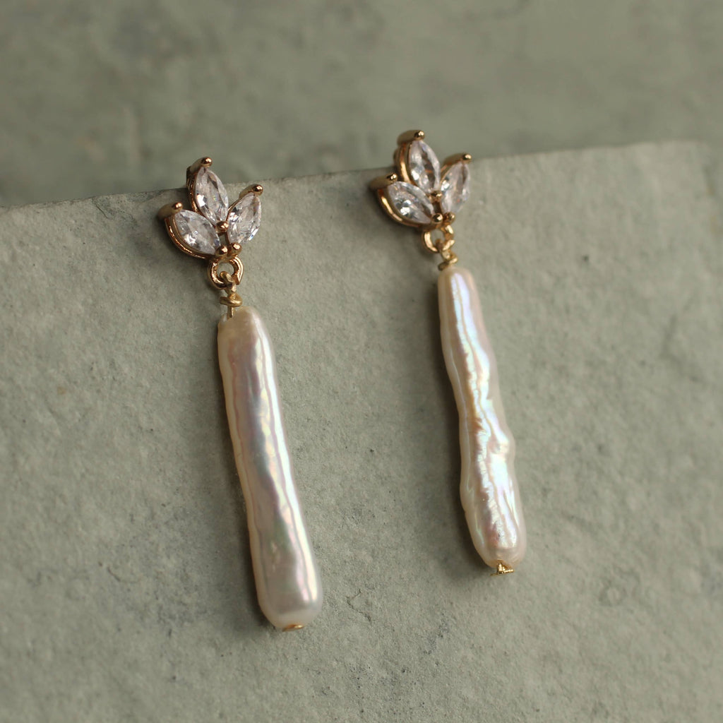 Freshwater Pearl Baton Drop Earrings
