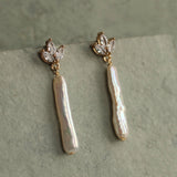 Freshwater Pearl Baton Drop Earrings
