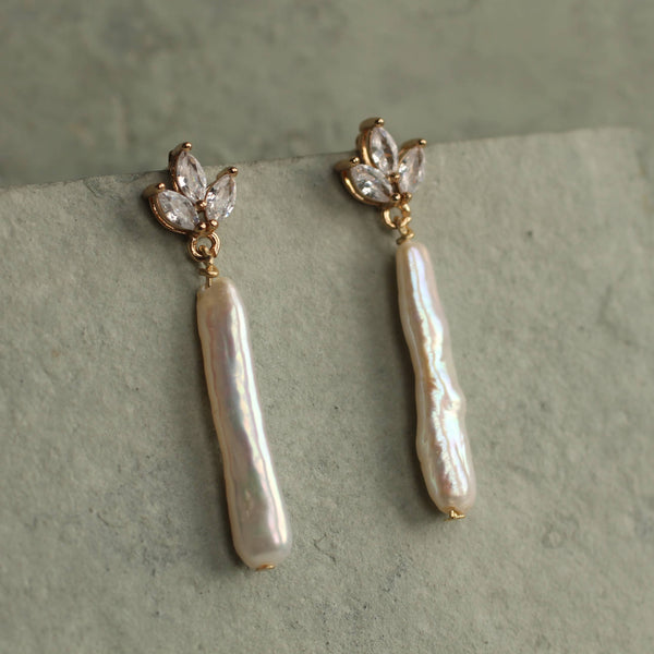 Freshwater Pearl Baton Drop Earrings
