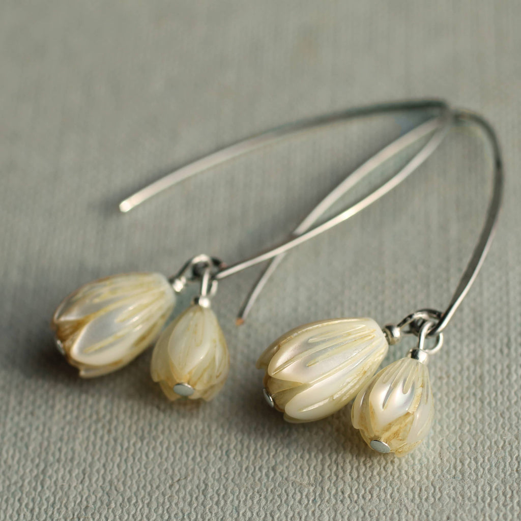 Pearl Snowdrop Earrings in Sterling Silver