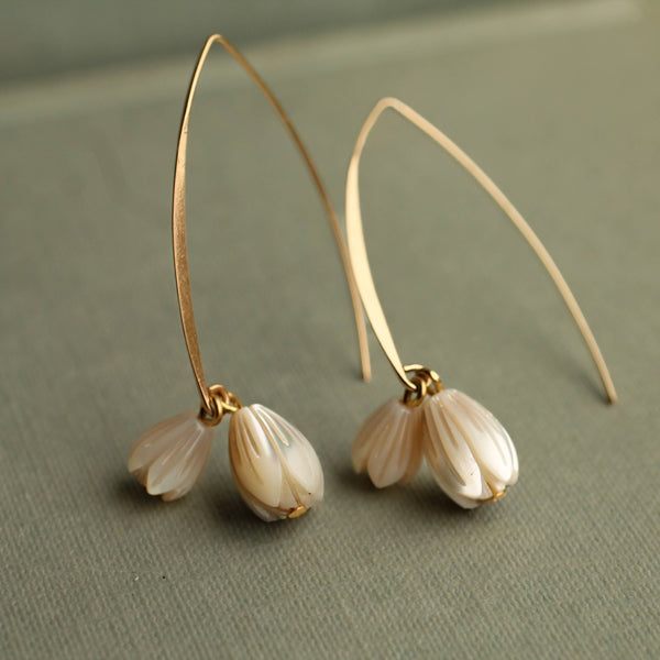Pearl Snowdrop Earrings in Gold Plated Silver