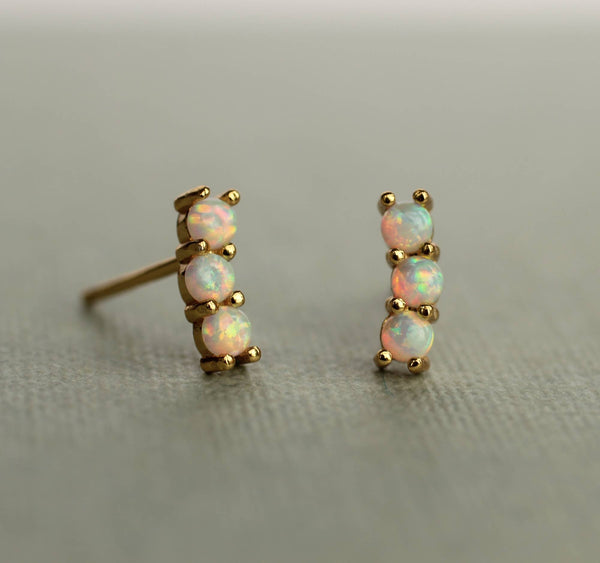 Stacked Opal Stud Earrings