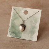 Pearl Silver Acorn Necklace