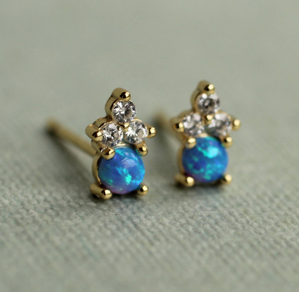Blue Opal Stud Earrings