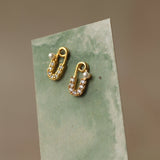 Pearl Safety Pin Luxury Stud Earrings
