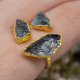 Aquamarine Triple Ring in Gold Vermeil