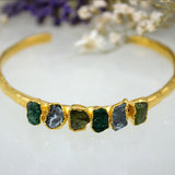 Peridot, Emerald & Aquamarine Cuff in Gold Vermeil