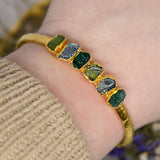 Peridot, Emerald & Aquamarine Cuff in Gold Vermeil