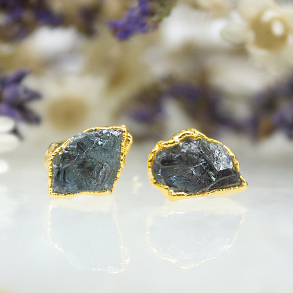 Aquamarine Studs in Gold Vermeil