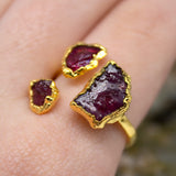 Ruby Mini Triple Ring in Gold Vermeil, UK R - S