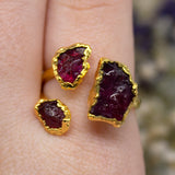 Ruby Triple Ring in Gold Vermeil, UK R - S