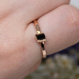 October | Black Tourmaline Stacking Ring in Rose Gold Vermeil