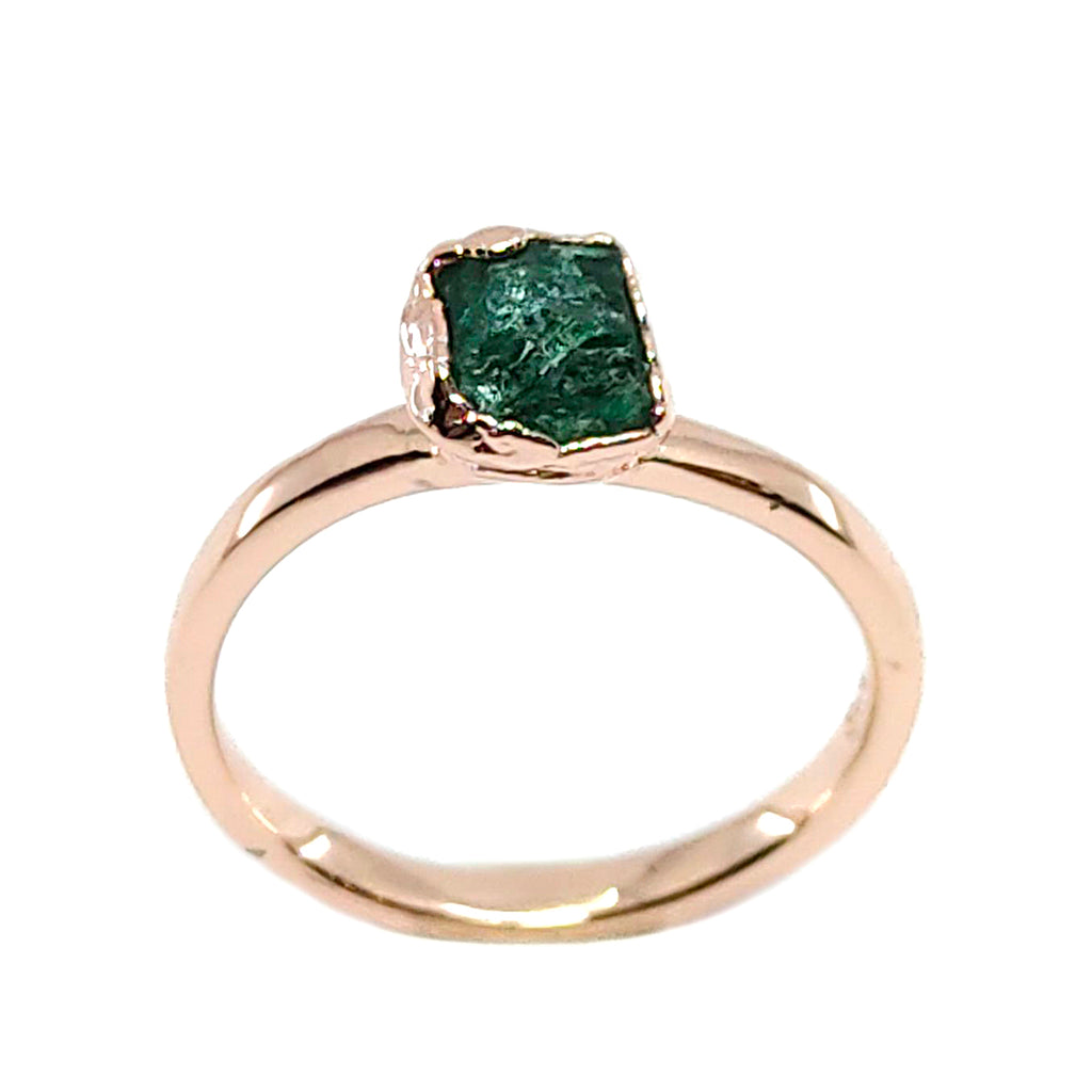 May | Emerald Stacking Ring in Rose Gold Vermeil