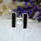 Black Tourmaline Double Ring in Sterling Silver