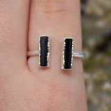 Black Tourmaline Double Ring in Sterling Silver