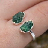 Emerald Double Ring in Sterling Silver