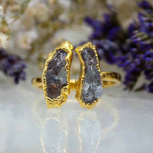 Aquamarine Double Ring in Gold Vermeil