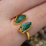 Emerald Double Ring in Gold Vermeil