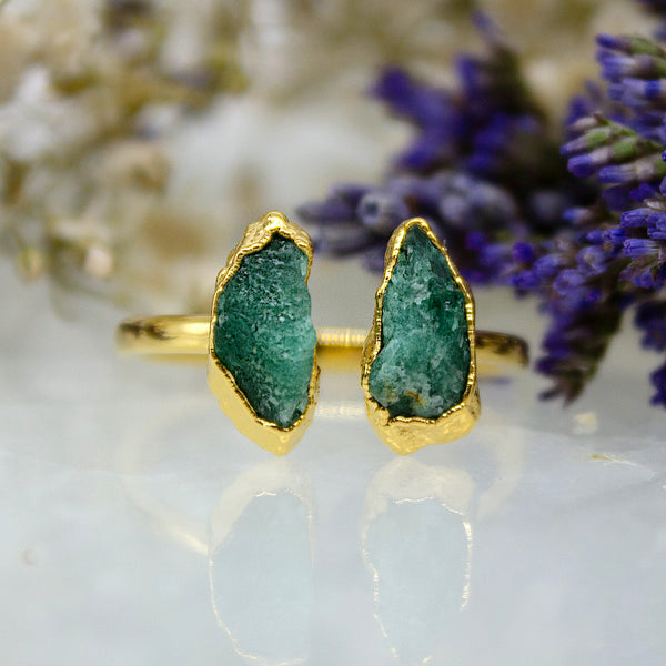 Emerald Double Ring in Gold Vermeil