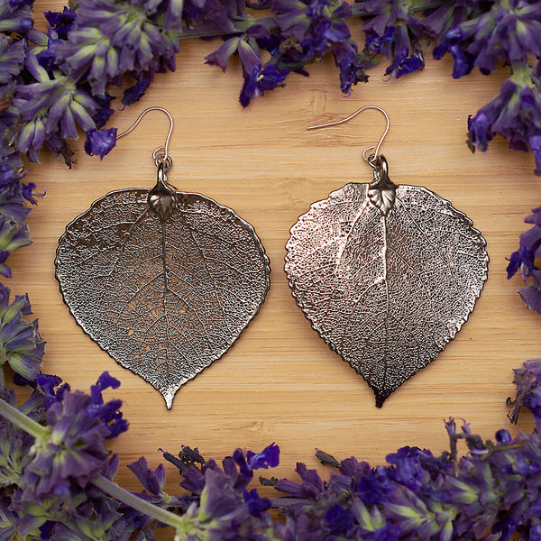 Aspen Platinum Leaf Earrings