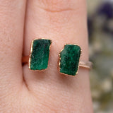 Emerald Double Ring in Rose Gold Vermeil